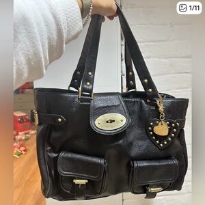 Mulberry Black Leather Shoulder Tote (without Heart Charm)